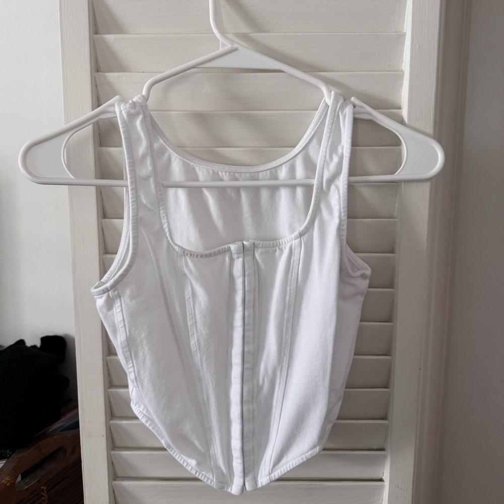White Corset Style Tank Top